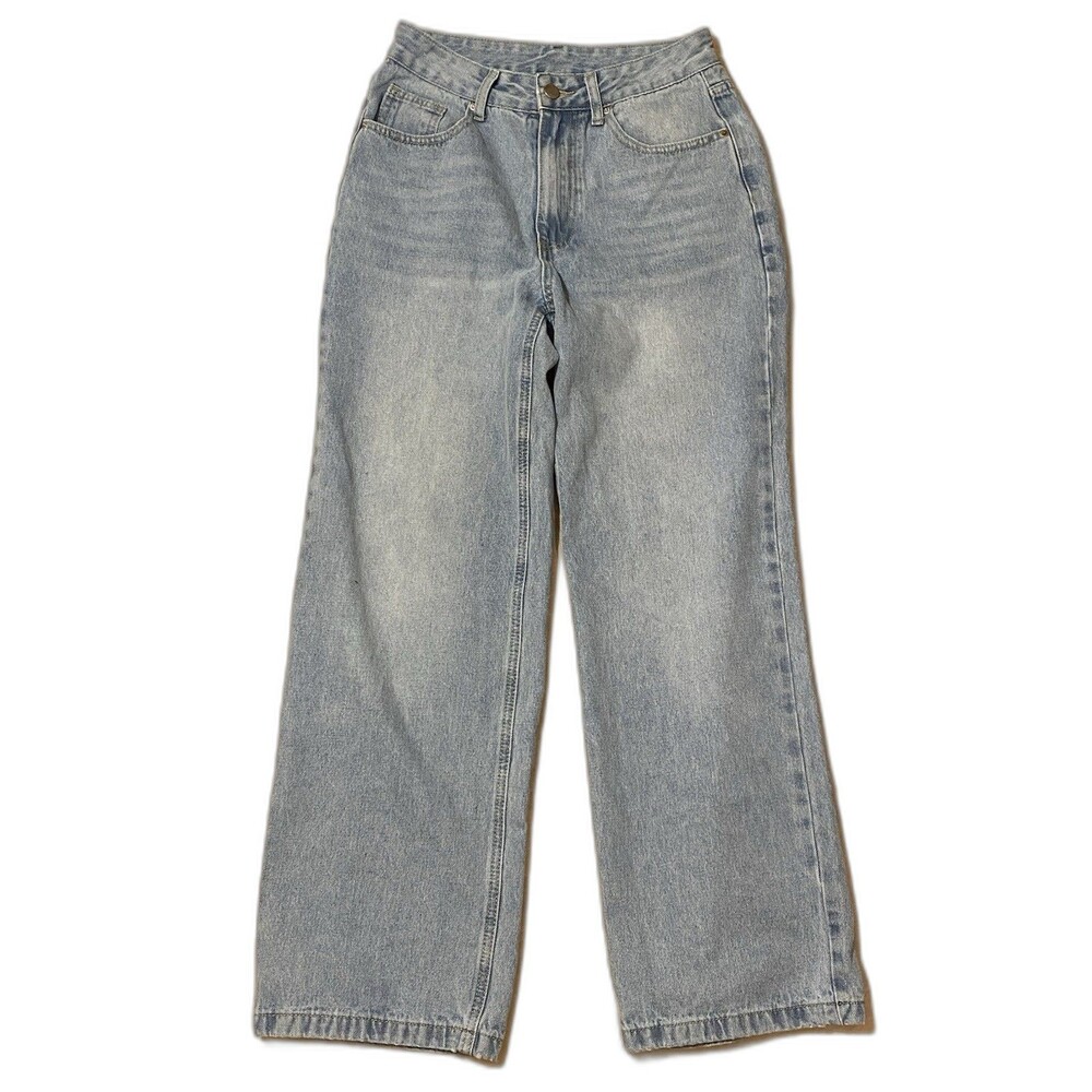 Y2K Light-Blue Wash High-Waisted Wide-Leg Style Jeans Size Small